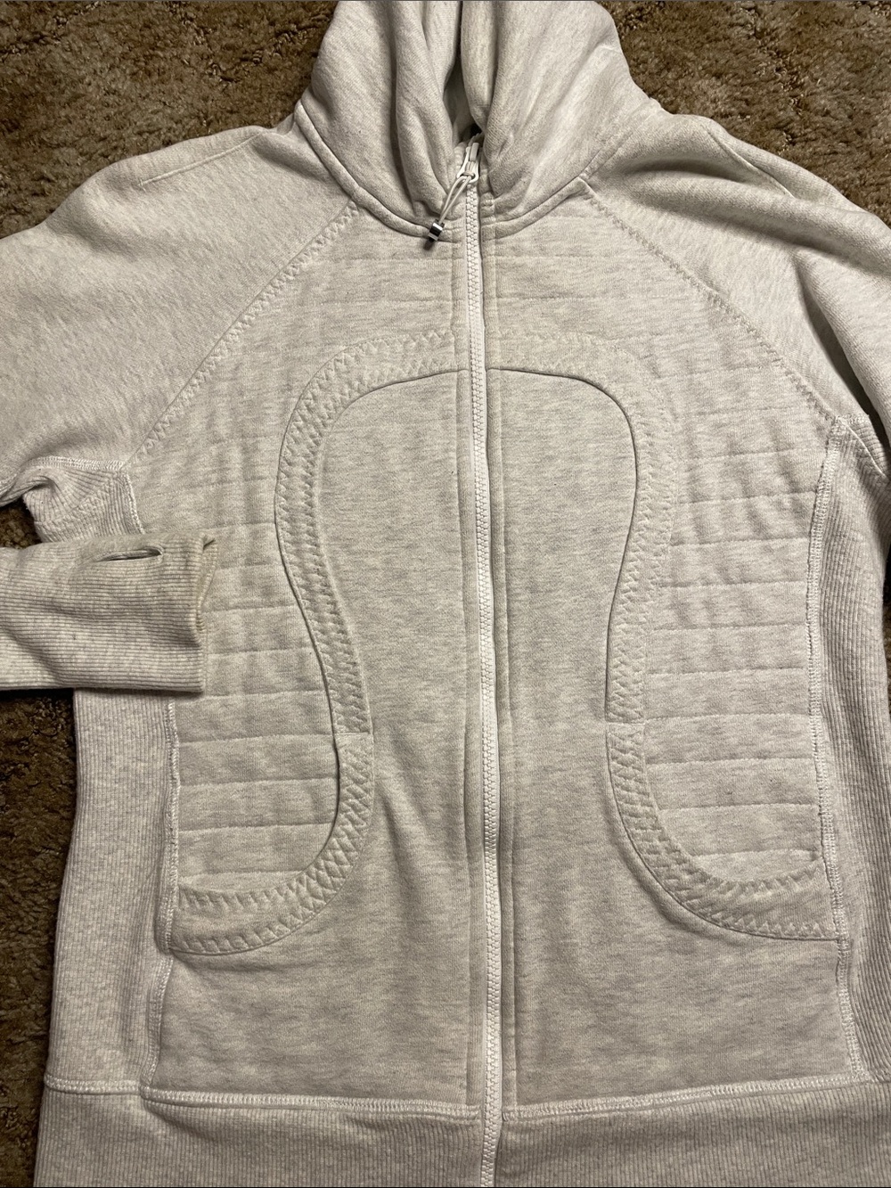 Lululemon Scuba Full Zip Hoodie Sweatshirt Heathered Light Gray Jacket Size 8 - Picture 2 of 8